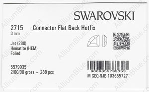SWAROVSKI 2715 3MM JET HEMAT M HF factory pack