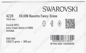SWAROVSKI 4228 10X5MM CRYSTAL IVORYCRM_D factory pack