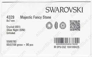 SWAROVSKI 4329 8X7MM CRYSTAL SILVNIGHT factory pack