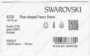 SWAROVSKI 4320 14X10MM SCARLET IGNITE factory pack