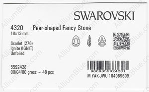 SWAROVSKI 4320 18X13MM SCARLET IGNITE factory pack