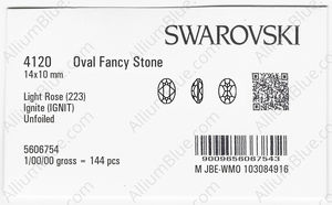 SWAROVSKI 4120 14X10MM LIGHT ROSE IGNITE factory pack