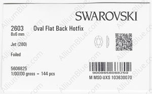 SWAROVSKI 2603 8X6MM JET M HF factory pack