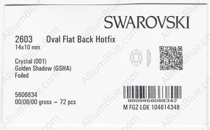 SWAROVSKI 2603 14X10MM CRYSTAL GOL.SHADOW M HF factory pack
