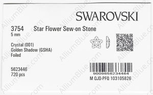 SWAROVSKI 3754 5MM CRYSTAL GOL.SHADOW F factory pack