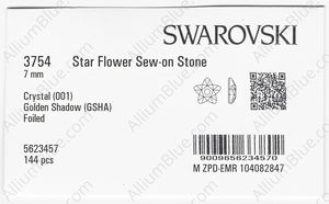 SWAROVSKI 3754 7MM CRYSTAL GOL.SHADOW F factory pack