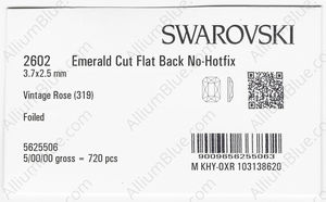 SWAROVSKI 2602 3.7X2.5MM VINTAGE ROSE F factory pack