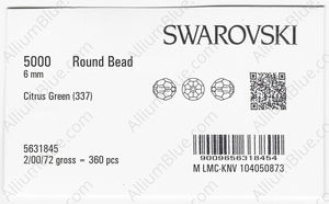 SWAROVSKI 5000 6MM CITRUS GREEN factory pack