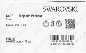 SWAROVSKI 6436 9MM GOLDEN TOPAZ factory pack