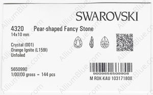 SWAROVSKI 4320 14X10MM CRYSTAL ORANGE_I factory pack