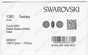 SWAROVSKI 1383 8MM CRYSTAL GOL.SHADOW F factory pack