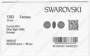SWAROVSKI 1383 10MM CRYSTAL SILVNIGHT factory pack