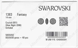 SWAROVSKI 1383 14MM CRYSTAL SILVNIGHT factory pack