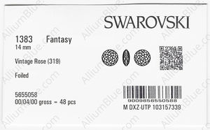 SWAROVSKI 1383 14MM VINTAGE ROSE F factory pack