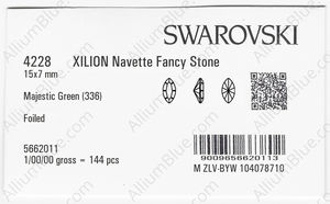 SWAROVSKI 4228 15X7MM MAJESTIC GREEN F factory pack