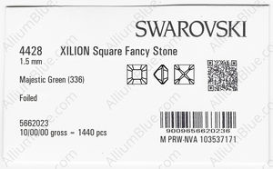 SWAROVSKI 4428 1.5MM MAJESTIC GREEN F factory pack