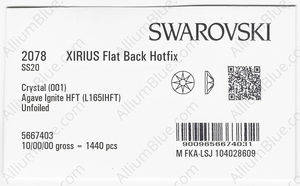 SWAROVSKI 2078 SS 20 CRYSTAL AGAVE_I HFT factory pack