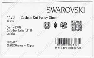 SWAROVSKI 4470 12MM CRYSTAL DKGREY_I factory pack