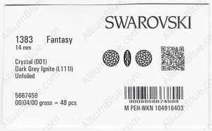 SWAROVSKI 1383 14MM CRYSTAL DKGREY_I factory pack