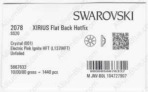 SWAROVSKI 2078 SS 20 CRYSTAL ELCPINK_I HFT factory pack
