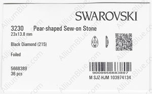 SWAROVSKI 3230 23X13.8MM BLACK DIAMOND F factory pack