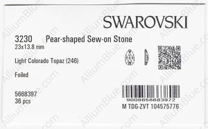 SWAROVSKI 3230 23X13.8MM LIGHT COLORADO TOPAZ F factory pack