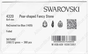 SWAROVSKI 4320 6X4MM RECREATED ICE BLUE F factory pack