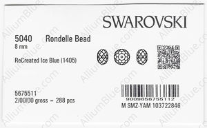 SWAROVSKI 5040 8MM RECREATED ICE BLUE factory pack