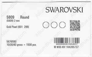 SWAROVSKI 5809 2MM CRYSTAL GOLD PEARL factory pack