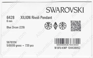SWAROVSKI 6428 6MM BLUE ZIRCON factory pack