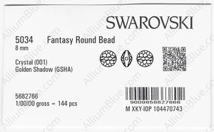 SWAROVSKI 5034 8MM CRYSTAL GOL.SHADOW factory pack