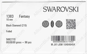 SWAROVSKI 1383 10MM BLACK DIAMOND F factory pack