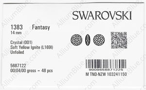 SWAROVSKI 1383 14MM CRYSTAL SYELLO_I factory pack