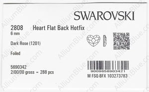 SWAROVSKI 2808 6MM DARK ROSE M HF factory pack