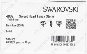 SWAROVSKI 4809 17X15.5MM DARK ROSE F factory pack