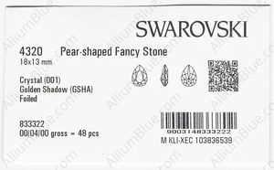 SWAROVSKI 4320 18X13MM CRYSTAL GOL.SHADOW F factory pack