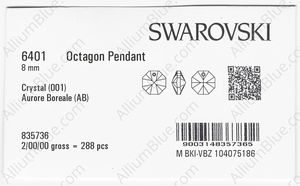 SWAROVSKI 6401 8MM CRYSTAL AB factory pack