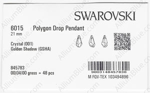 SWAROVSKI 6015 21MM CRYSTAL GOL.SHADOW factory pack