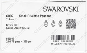 SWAROVSKI 6007 7X4MM CRYSTAL GOL.SHADOW factory pack