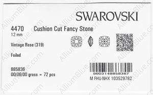SWAROVSKI 4470 12MM VINTAGE ROSE F factory pack