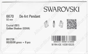 SWAROVSKI 6670 50MM CRYSTAL GOL.SHADOW factory pack