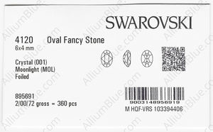 SWAROVSKI 4120 6X4MM CRYSTAL MOONLIGHT F factory pack