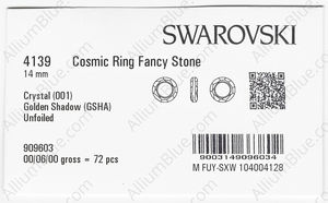 SWAROVSKI 4139 14MM CRYSTAL GOL.SHADOW factory pack