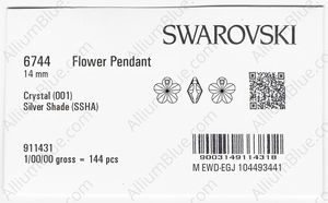 SWAROVSKI 6744 14MM CRYSTAL SILVSHADE NOAC factory pack