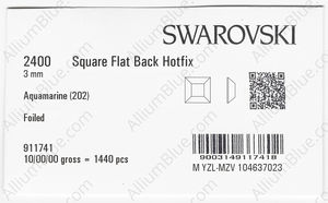 SWAROVSKI 2400 3MM AQUAMARINE M HF factory pack