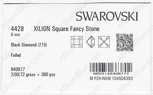 SWAROVSKI 4428 6MM BLACK DIAMOND F factory pack