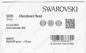 SWAROVSKI 5005 16MM CRYSTAL AB factory pack