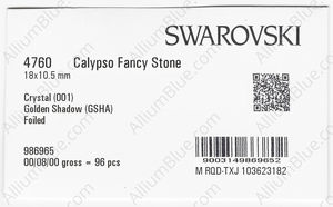 SWAROVSKI 4760 18X10.5MM CRYSTAL GOL.SHADOW F factory pack