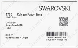 SWAROVSKI 4760 22X12.5MM CRYSTAL AB F factory pack